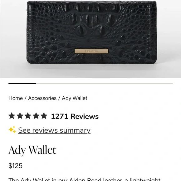 BRAHMIN Ady Slim Wallet Croc Embossed Continental Leather Black Melbourne $145 - Picture 12 of 13